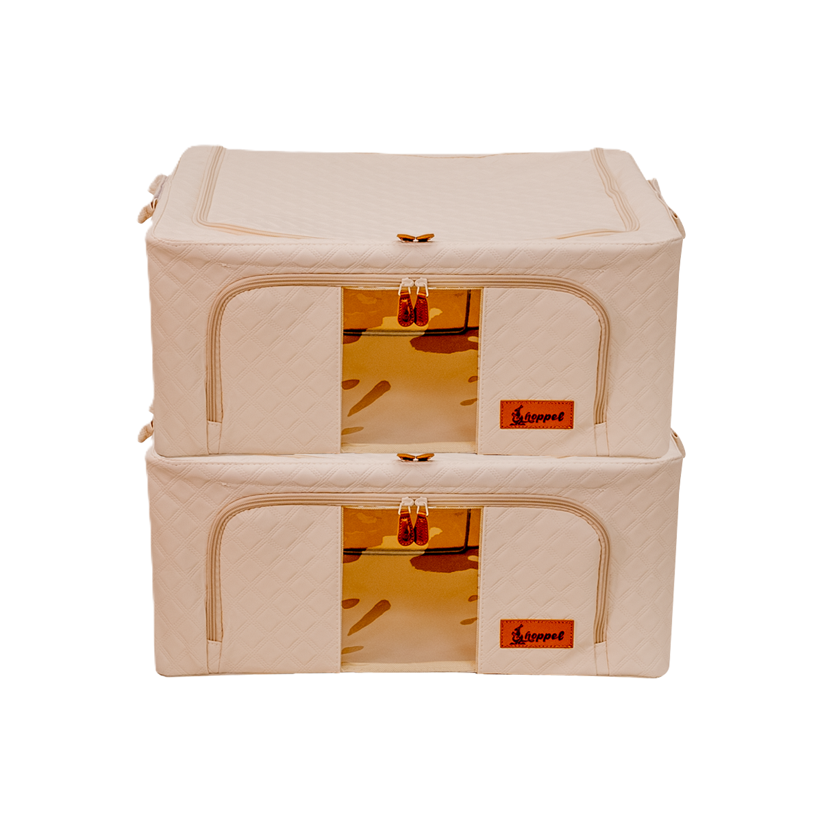 Hoppel Embossed Vegan Leather 2-Pack Collapsible Triple Entry Pop Up Storage Bins - Choose From 5 Sizes!