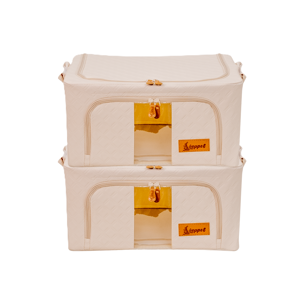 Hoppel Embossed Vegan Leather 2-Pack Collapsible Triple Entry Pop Up Storage Bins - Choose From 5 Sizes!