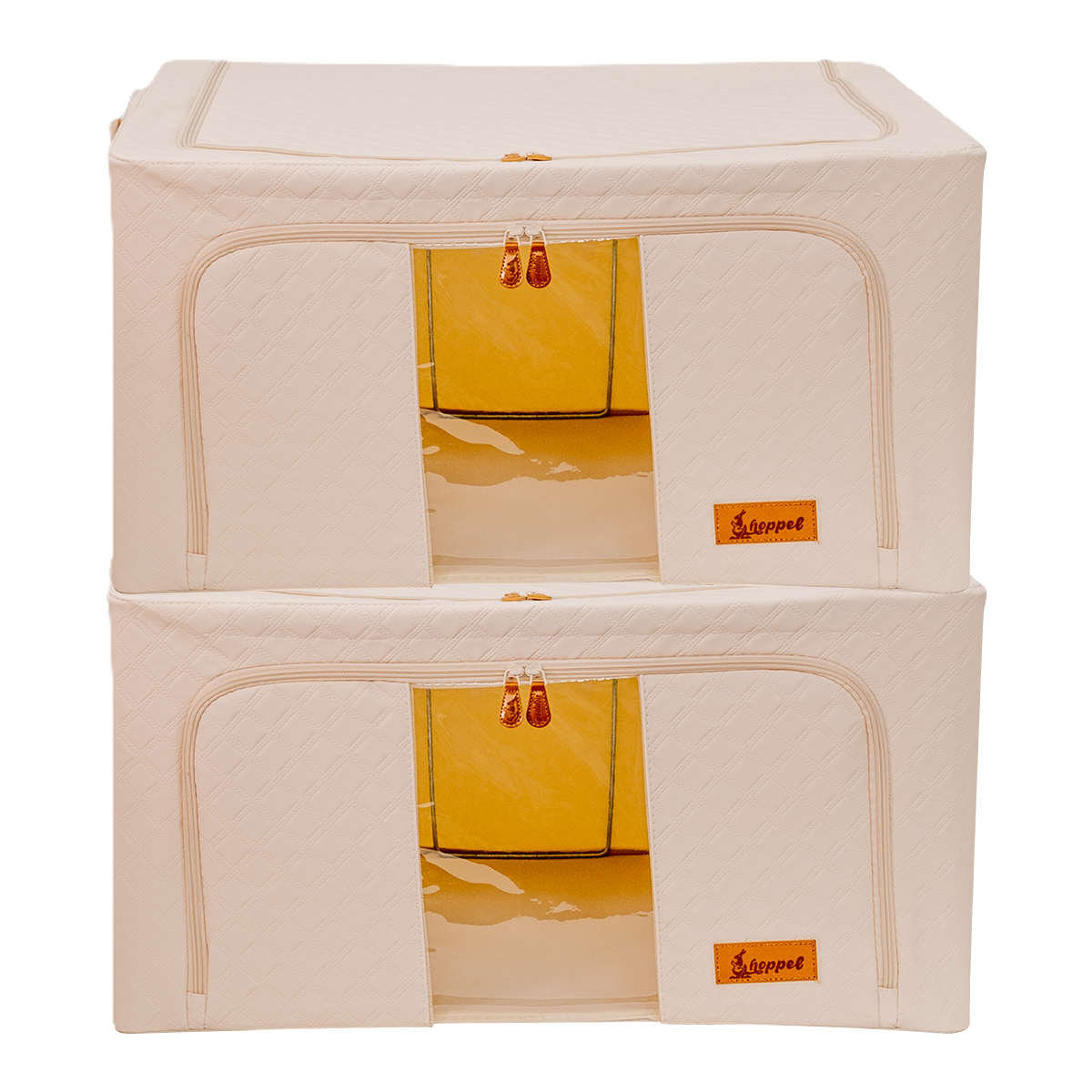 Hoppel Embossed Vegan Leather 2-Pack Collapsible Triple Entry Pop Up Storage Bins - Choose From 5 Sizes!