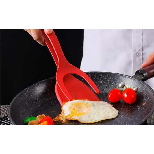2-in-1 Kitchen Grip & Flip Spatula Tongs – Egg Flipper, Pancake Turner, and More!