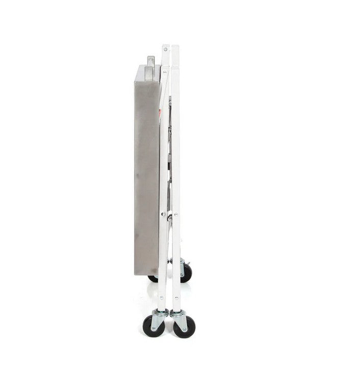 Origami 3-Shelf Kitchen Cart with Stainless Steel Top, Powder Coated Steel Frame and Wheels, Foldable, No Assembly Required