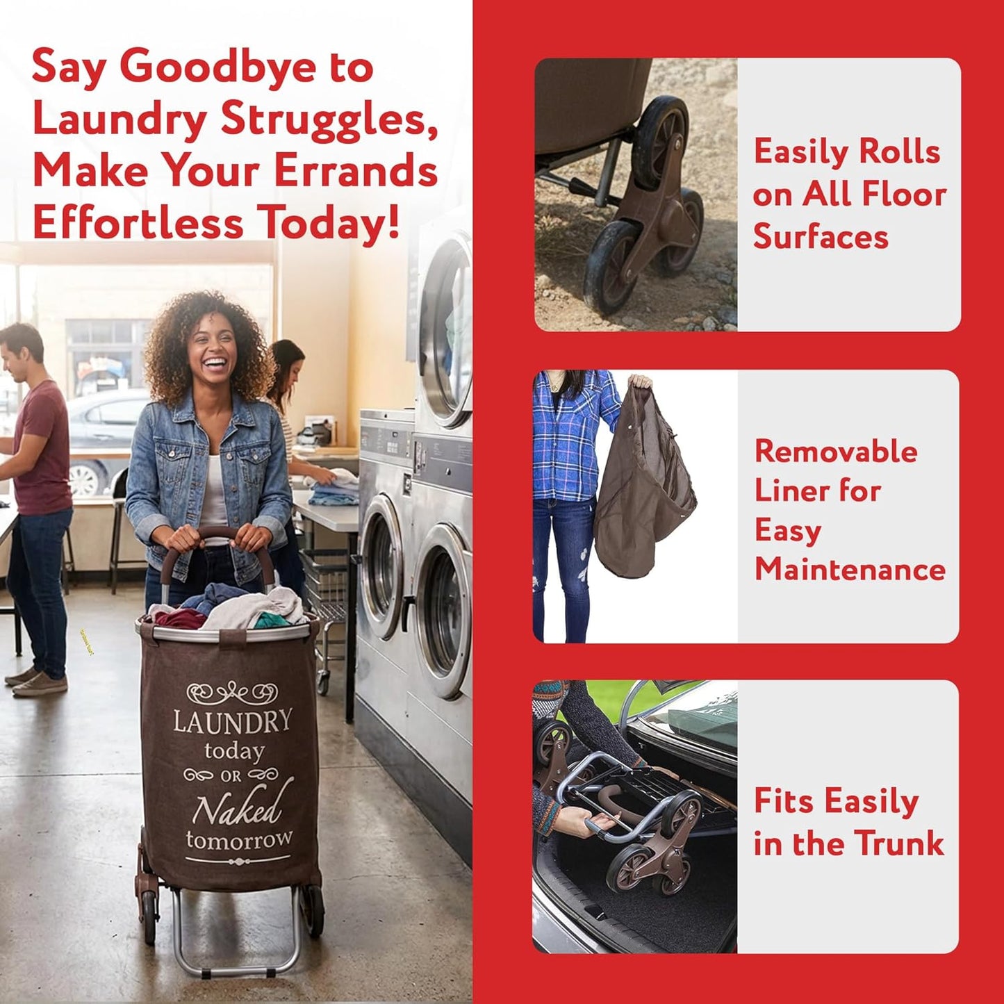 dbest Products Stair Climber Laundry Bag Trolley Dolly