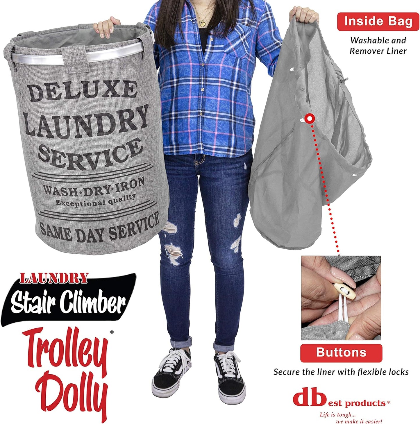 dbest Products Stair Climber Laundry Bag Trolley Dolly