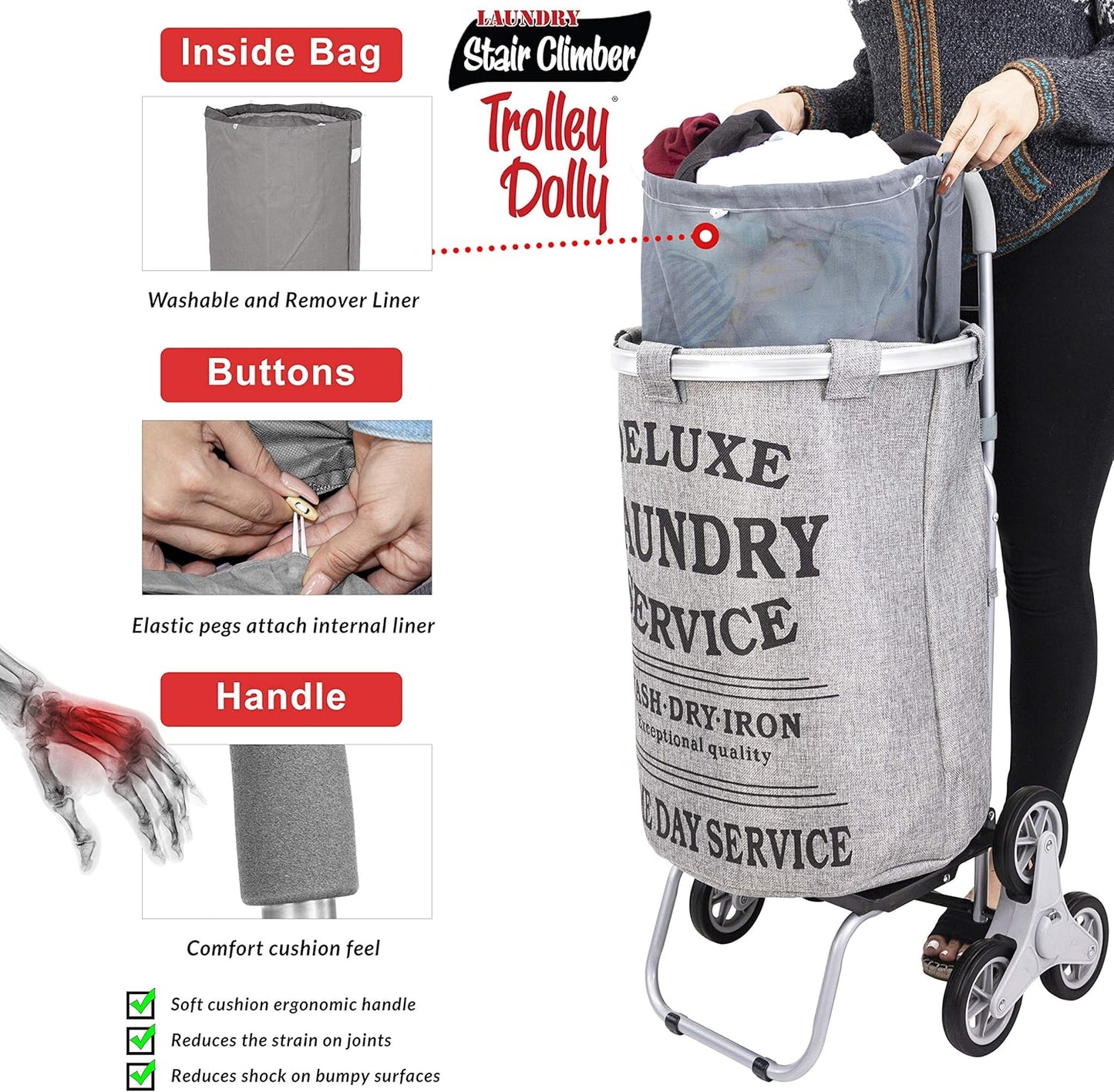 dbest Products Stair Climber Laundry Bag Trolley Dolly