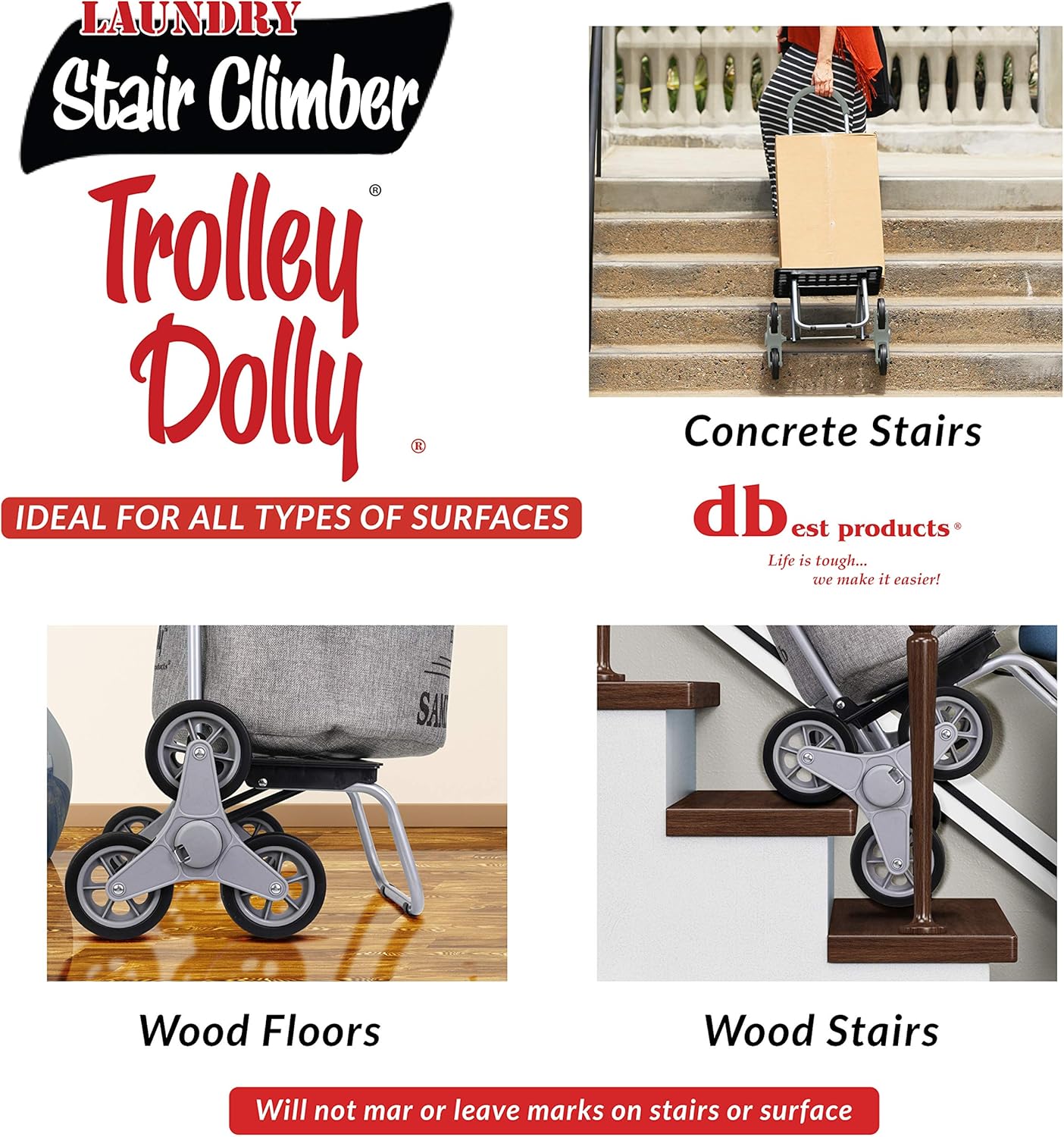 dbest Products Stair Climber Laundry Bag Trolley Dolly