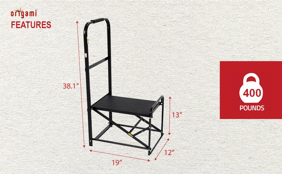 Origami Foldable Step Stool Weight Capacity 400lbs Non-Slip No Assembly Required