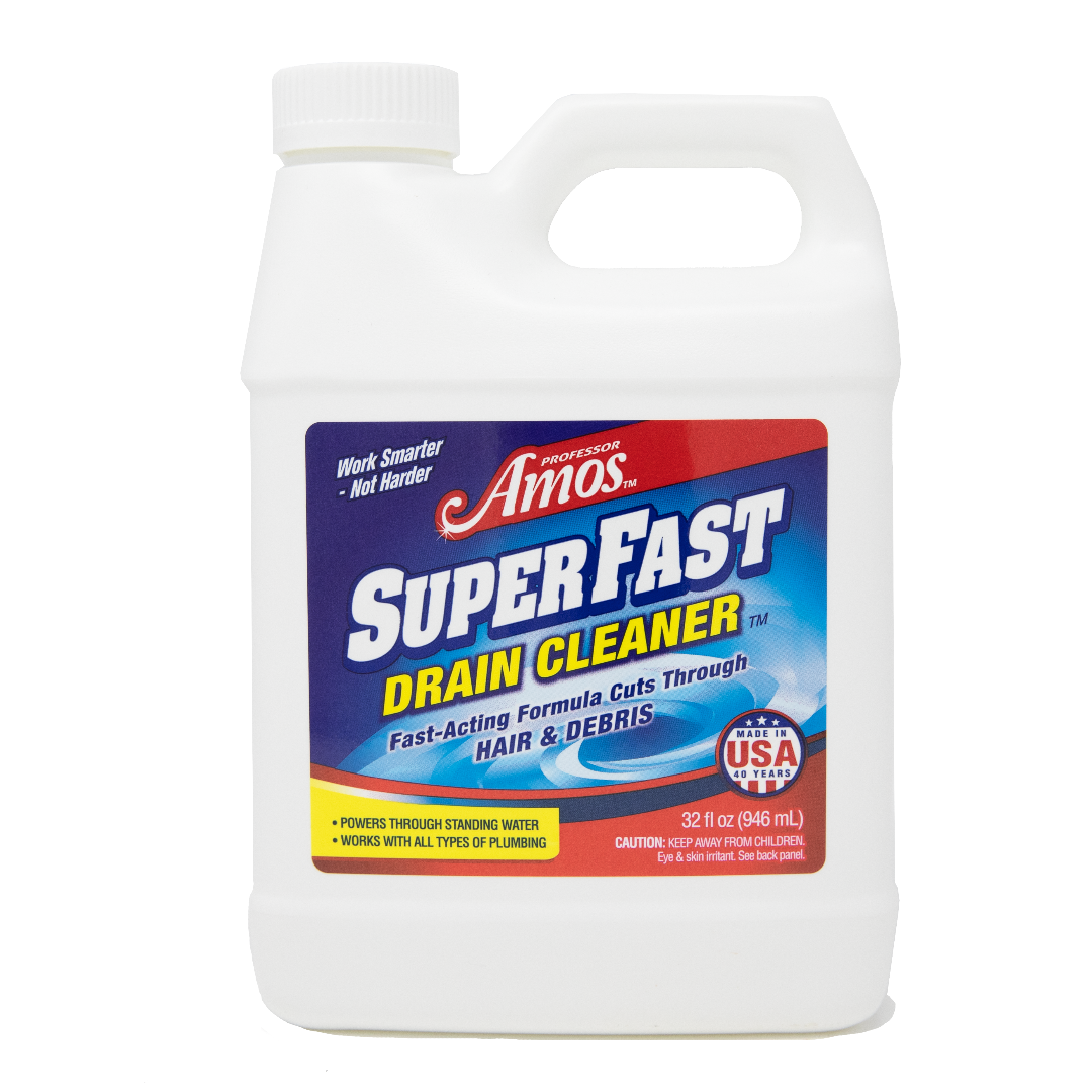Professor Amos 32oz Superfast Drain Cleaner Clears Clogs in Minutes! Made in the USA