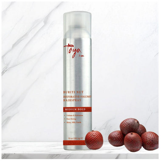 Taya Beauty Buriti Nut Restorative Volume Hairspray - Medium Hold Non Drying, Shiny Silky Finish