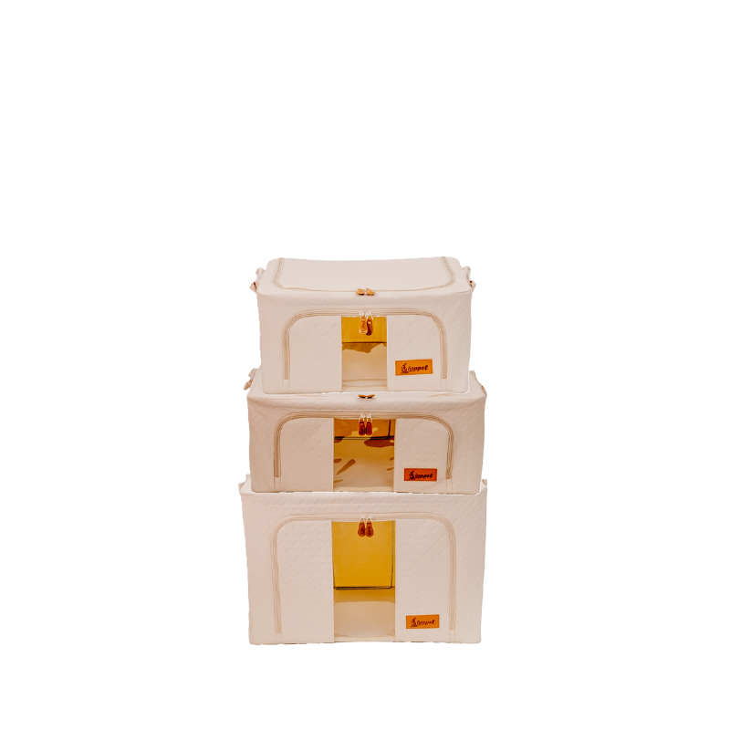 Hoppel "Try Me" 3-Pack Bundle Collapsible Triple Entry Pop Up Storage Bins - Includes 1 Small Bin + 1 Medium Bin + 1 Large Bin