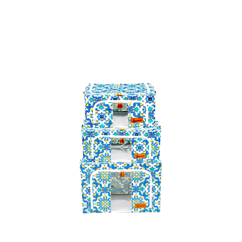 Hoppel "Try Me" 3-Pack Bundle Collapsible Triple Entry Pop Up Storage Bins - Includes 1 Small Bin + 1 Medium Bin + 1 Large Bin