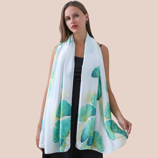 Clover Green & White Lightweight Scarf