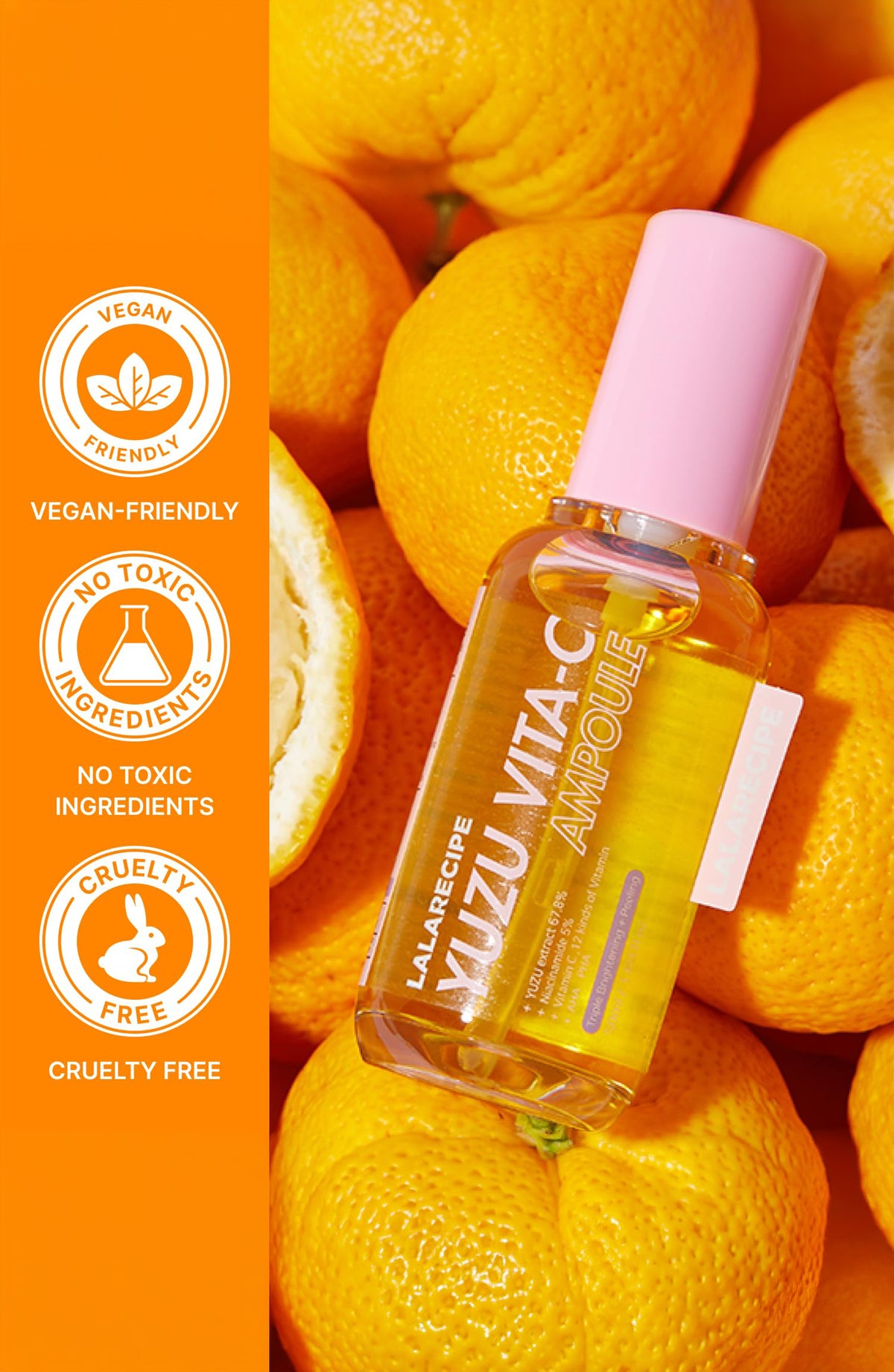 LALARECIPE Yuzu Vita C Ampoule 50ml, Concentrated glow ampoule for dull, eneven or blemish-prone skin.