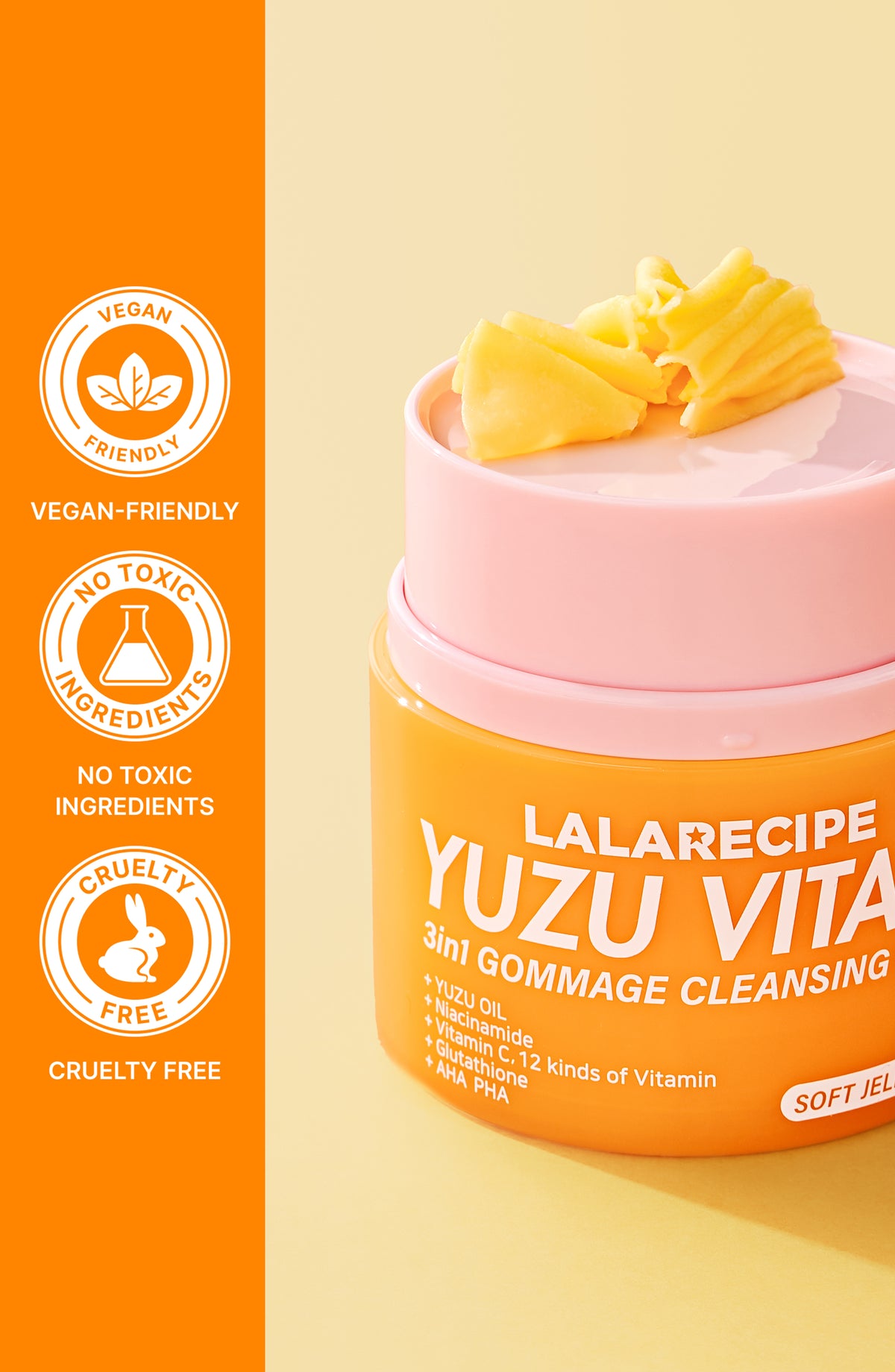 LALARECIPE Yuzu Vita C 3-in-1 Gommage Cleansing Balm, Deep Clean, Exfoliate and Support Brighter Complexion all in one.
