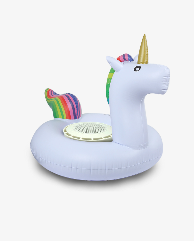 Aqua Jams White Unicorn Bluetooth Inflatable Floating Speaker & Cup Holder