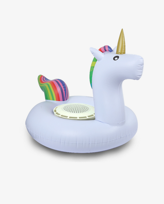 Aqua Jams White Unicorn Bluetooth Inflatable Floating Speaker & Cup Holder