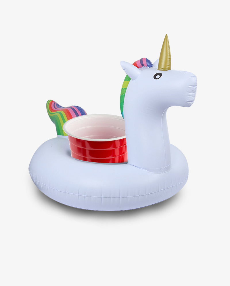 Aqua Jams White Unicorn Bluetooth Inflatable Floating Speaker & Cup Holder